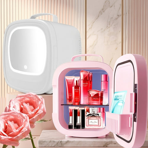 6L Dual Use Mini Fridge LED Mirror Skincare Cosmetic Storage Cooler