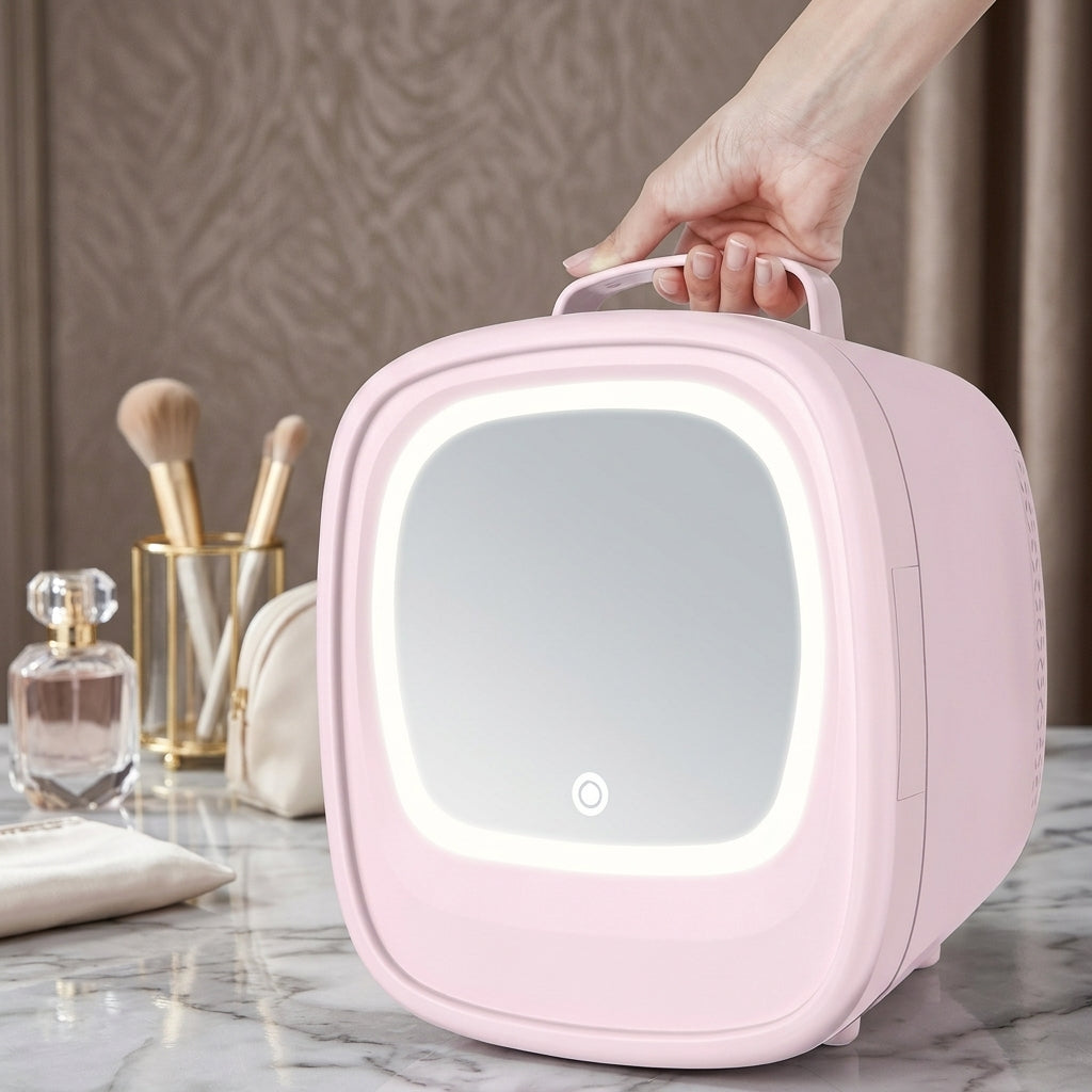 6L Dual Use Mini Fridge LED Mirror Skincare Cosmetic Storage Cooler