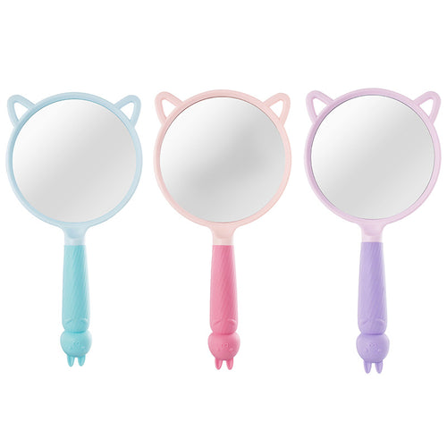 Adorable Cat-Ear Handle HD Handheld Makeup Mirror (Available in Pink, Blue & Purple)