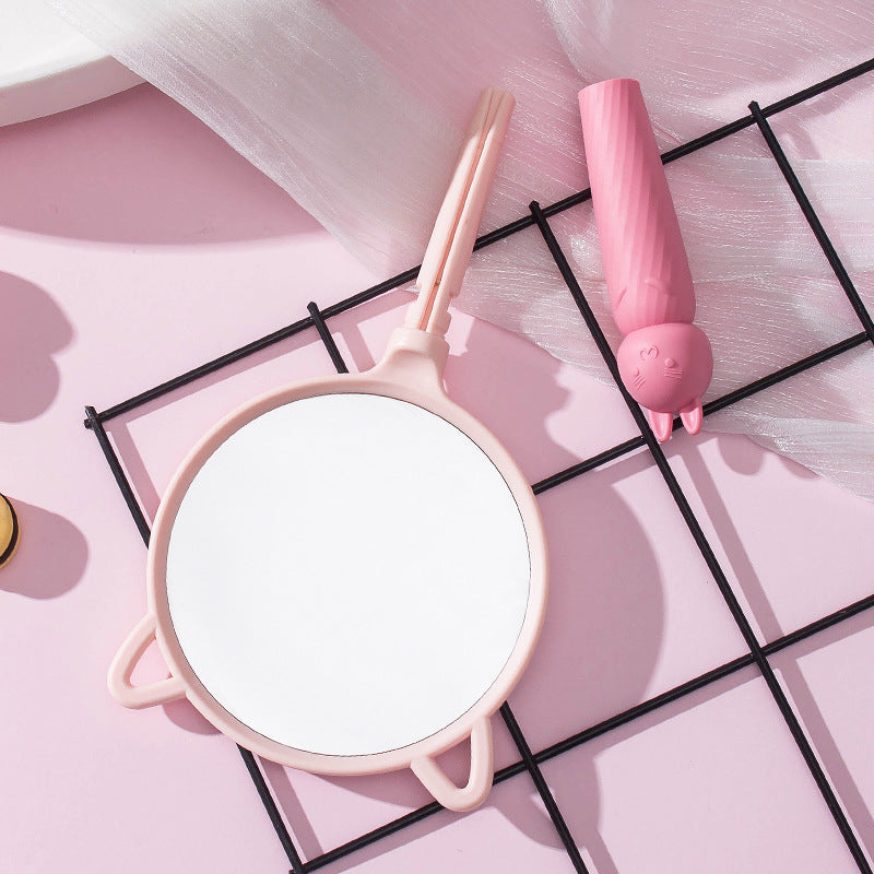 Adorable Cat-Ear Handle HD Handheld Makeup Mirror (Available in Pink, Blue & Purple)